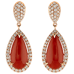 گوشواره طلا جدید زنانه جواهر عقیق قرمز و برلیان پشت میخی مدل:edf1671