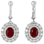 گوشواره طلا جدید زنانه جواهر یاقوت قرمز و برلیان طرح کلاسیک مدل: edf1673