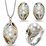 خرید نيم ست طلا جديد زنانه و دخترانه جواهر مروارید و برلیان مدل: hsdf1578 