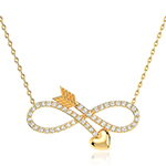 گردنبند قلب و پیکان جواهر الماس تراش برلیان و طلا زرد 18 عیار زنانه مدل: nec2048