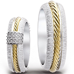 حلقه ست ازدواج طلا و جواهر نگین الماس تراش برلیان و طلا مات سفید طرح جدید مدل: srd1664