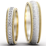 حلقه ست ازدواج طلا و جواهر مات سند بلاست با نگین الماس تراش برلیان طرح کلاسیک مدل: srd1666