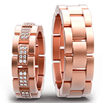 ست حلقه ازدواج رولکس طلا و جواهر نگین برلیان و طلا رزگلد 18 عیار مدل: srd1669