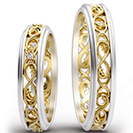 حلقه ست ازدواج بی نهایت طلا و جواهر طرح جدید با نگین الماس تراش برلیان مدل: srd1672