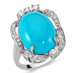 انگشتر فیروزه طلا سفید زنانه جدید و جواهر الماس تراش برلیان طرح مدرن مدل: rgf1869