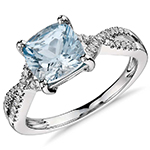 انگشتر طلا زنانه جدید جواهر نگین توپاز آبی و الماس تراش برلیان مدل: rgf1871