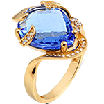  انگشتر طلا زنانه جدید تانزانایت آبی و الماس تراش برلیان طرح مدرن و خاص مدل: rgf1873 