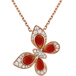 پلاک و آویز پروانه طلا و جواهر بسیار جذاب جواهر عقیق سرخ و برلیان مدل : npdf13371