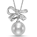 آویز و پلاک طلا زنانه و دخترانه شیک جواهر مروارید سفید و برلیان طرح پاپیون مدل: npdf13373