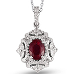 آویز و پلاک گردنبند طلا زنانه بسیار با شکوه جواهر یاقوت سرخ و برلیان مدل npdf13376