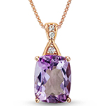 آویز و پلاک گردنبند طلا زنانه جدید جواهر آمیتیست بنفش و برلیان طرح مینیمال مدل npdf13376