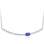 گردنبند طلا مینیمال زنانه جواهر یاقوت کبود و الماس تراش برلیان مدل ndf176