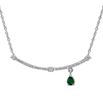 گردنبند طلا زنانه زمرد زنانه و دخترانه جواهر الماس تراش برلیان مدل ndf177