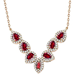  گردنبند طلا زرد زنانه یاقوت سرخ تراش اشک و الماس تراش برلیان مدل ndf184 