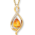 پلاک و آویز طلا زرد زنانه 18 عیار جدید جواهر سیترین و الماس تراش برلیان مدل: npdf13378