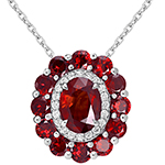  پلاک و آویز گردنبند طلا سفید زنانه 18 عیار یاقوت سرخ قرمز و برلیان طرح جدید مدل: npdf13379 