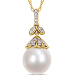 آویز طلا زرد زنانه 18 عیار و جواهر مروارید و الماس تراش برلیان مدل:npdf1048  