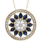 آویز طلا زرد با نگین یاقوت کبود و الماس تراش برلیان مدل: npdf1060