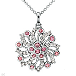 آویز گل طلا سفید و جواهر با نگین تورمالین صورتی و برلیان مدل: npdf1061