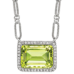 آویز طلا سفید با نگین زبرجد و الماس تراش برلیان مدل: npdf1068