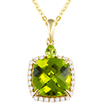 آویز طلا زرد زنانه جواهر با نگین زبرجد و الماس تراش برلیان مدل: npdf1071