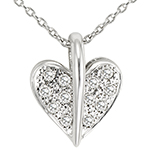 قیمت آویز قلب مینیمال الماس تراش برلیان با طلای سفید 18 عیار دخترانه طرح قلب