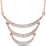 گردنبند طلا زنانه طرح سه رج با نگین الماس تراش برلیان مدل: nec2007