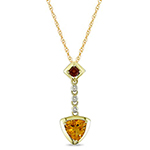 آویز طلا 18 عیار زنانه زرد با نگین سیترین ، یاقوت و برلیان مدل: npdf1093