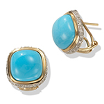 گوشواره طلا زرد با نگین فیروزه و برلیان مدل: edf1145