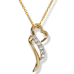 خرید و قیمت آویز طلای زرد با نگین الماس تراش برلیان طرح قلب - سایت زر