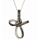 خرید اینترنتی آویز گردنبند صلیب طلا 18 عیار با جواهر الماس تراش برلیان سیاه و سفید - سایت زر