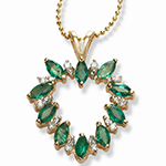 آویز و پلاک طلا زرد نگین زمرد و برلیان طرح قلب مدل: npdf1125