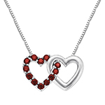 آویز گردنبند دو قلب طلا سفید با نگین یاقوت سرخ طرح قلب مدل: npdf1130
