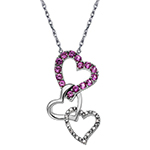 آویز سه قلب طلا سفید با نگین تورمالین و برلیان طرح قلب مدل: npdf1133