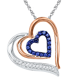 آویز گردنبند قلب طلا 18 عیار با نگین یاقوت کبود و برلیان طرح قلب مدل: npdf1141