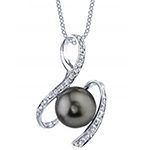 آویز طلا سفید با نگین مروارید و برلیان مدل: npdf1142