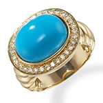 انگشتر فیروزه زنانه طلا و جواهر نگین فیروزه و برلیان: مدل rgf1277