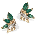 گوشواره طلا زرد با نگین زمرد و الماس تراش برلیان مدل: edf1180