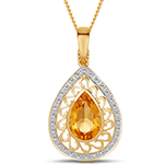 آویز طلای زرد با نگین سیترین و الماس تراش برلیان مدل: npdf1151