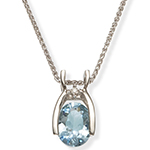 آویز طلا سفید با نگین آکوامارین و الماس تراش برلیان مدل: npdf1166