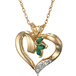 آویز گردنبند طلا زرد با نگین زمرد تراش مارکیز و الماس تراش برلیان مدل: npdf1170