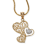 آویز سه قلب طلا 18 عیار زنانه با نگین الماس تراش برلیان طرح قلب اسلیمی مدل: npdf1173