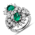 انگشتر طلا زنانه جواهر شیک نگین زمرد و الماس تراش مارکیز و برلیان: مدل rgf1304