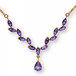 گردنبند طلا زرد با نگین آمتیست تراش مارکیز مدل: ndf1222