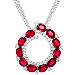 آویز زنانه جواهر با نگین یاقوت سرخ و الماس تراش برلیان طرح گرد مدل: npdf1182