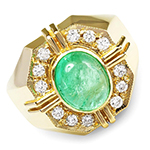 انگشتر طلا و جواهر با نگین زمرد و الماس تراش برلیان: مدل rgm1319