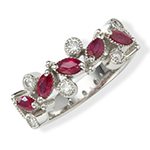 انگشتر رینگ طلا و جواهر زنانه یاقوت قرمز و الماس تراش برلیان: مدل rgf1320 