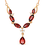 گردنبند جواهر زنانه با نگین یاقوت قرمز و الماس تراش برلیان مدل: ndf1237