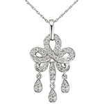 آویز گردنبند آویزان الماس تراش برلیان با طلای سفید 18 عیار زنانه مدل: pdb2042