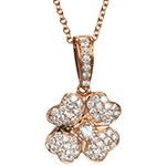 آویز گل 4 پر طرح قلب الماس تراش برلیان با طلای رزگلد 18 عیار زنانه مدل: pdb2043